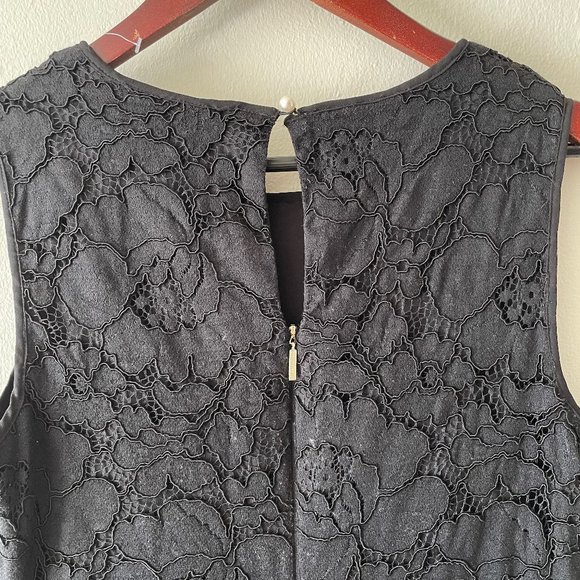 🔥 Karl Lagerfeld Paris | Black Floral Lace Overlay Sheath Cocktail Dress Sz 8 - Picture 7 of 8